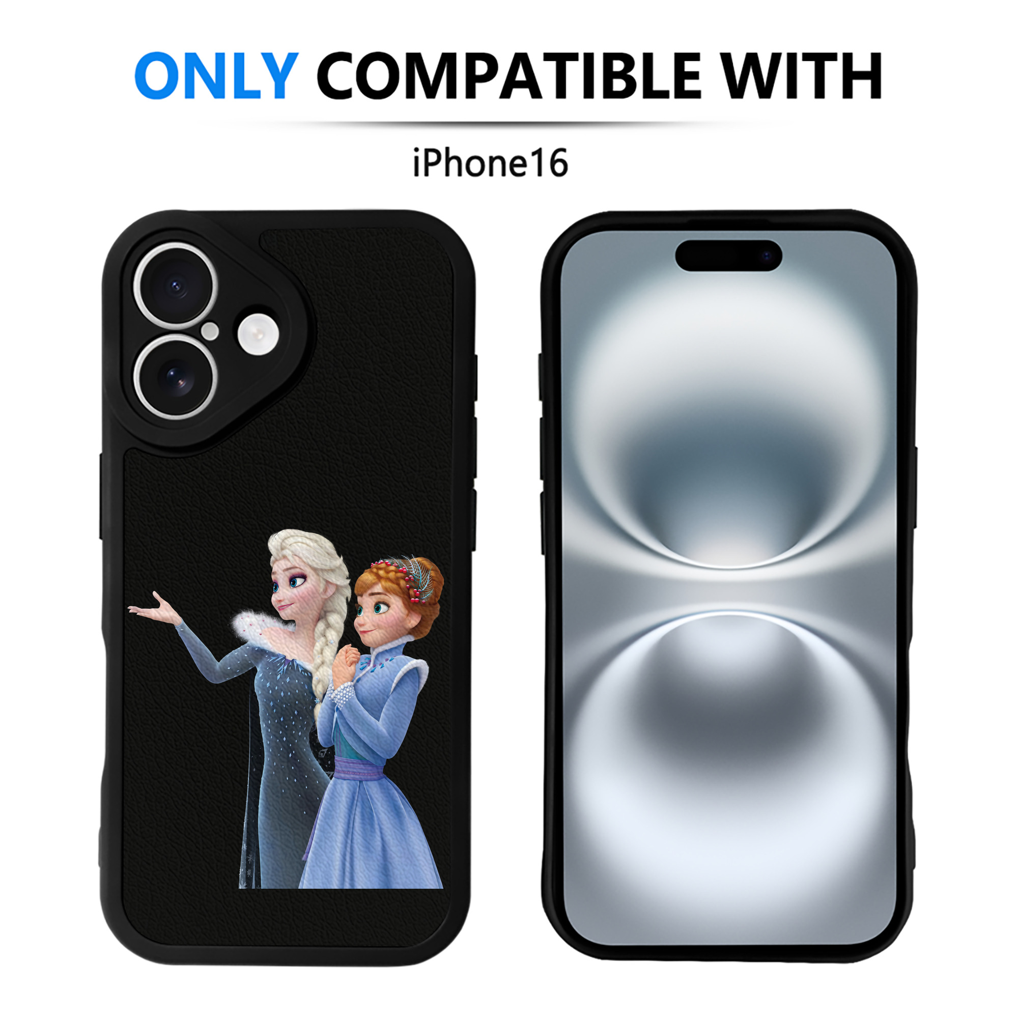 （画像用） アナと雪の女王 アンナ エルサ Frozen Anna Elsa 【iPhone 16シリーズ対応】シリコンスマホケース（レザー調） 材質：シリコン